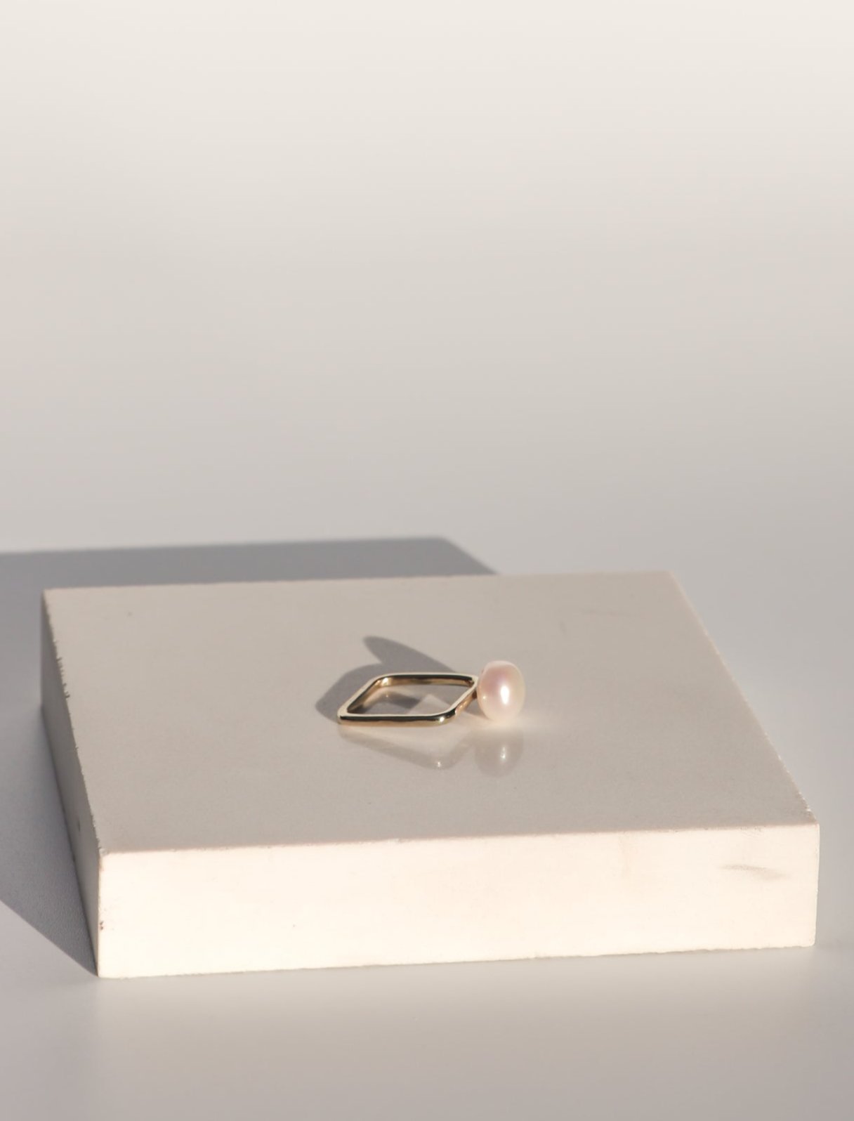 Square Solo Pearl Stack Rings