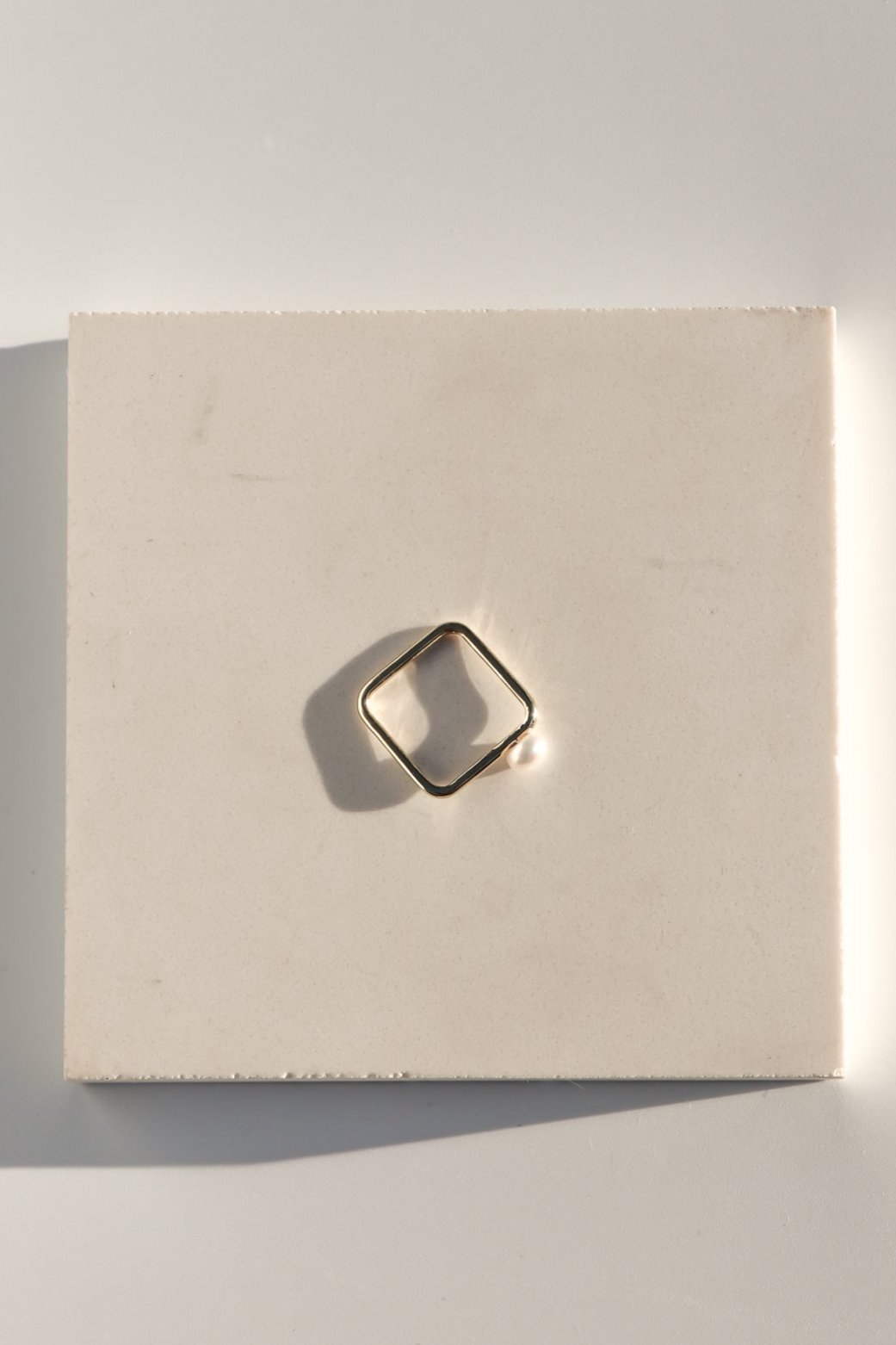 Square Solo Pearl Stack Rings